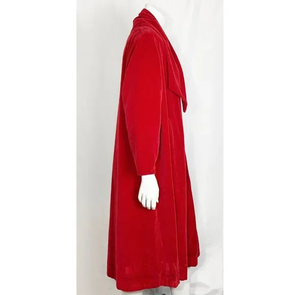 VINTAGE 1930'S Handmaid's Tale Holiday Velvet Maxi Coat w/ built in scarf - Picture 2 of 8
